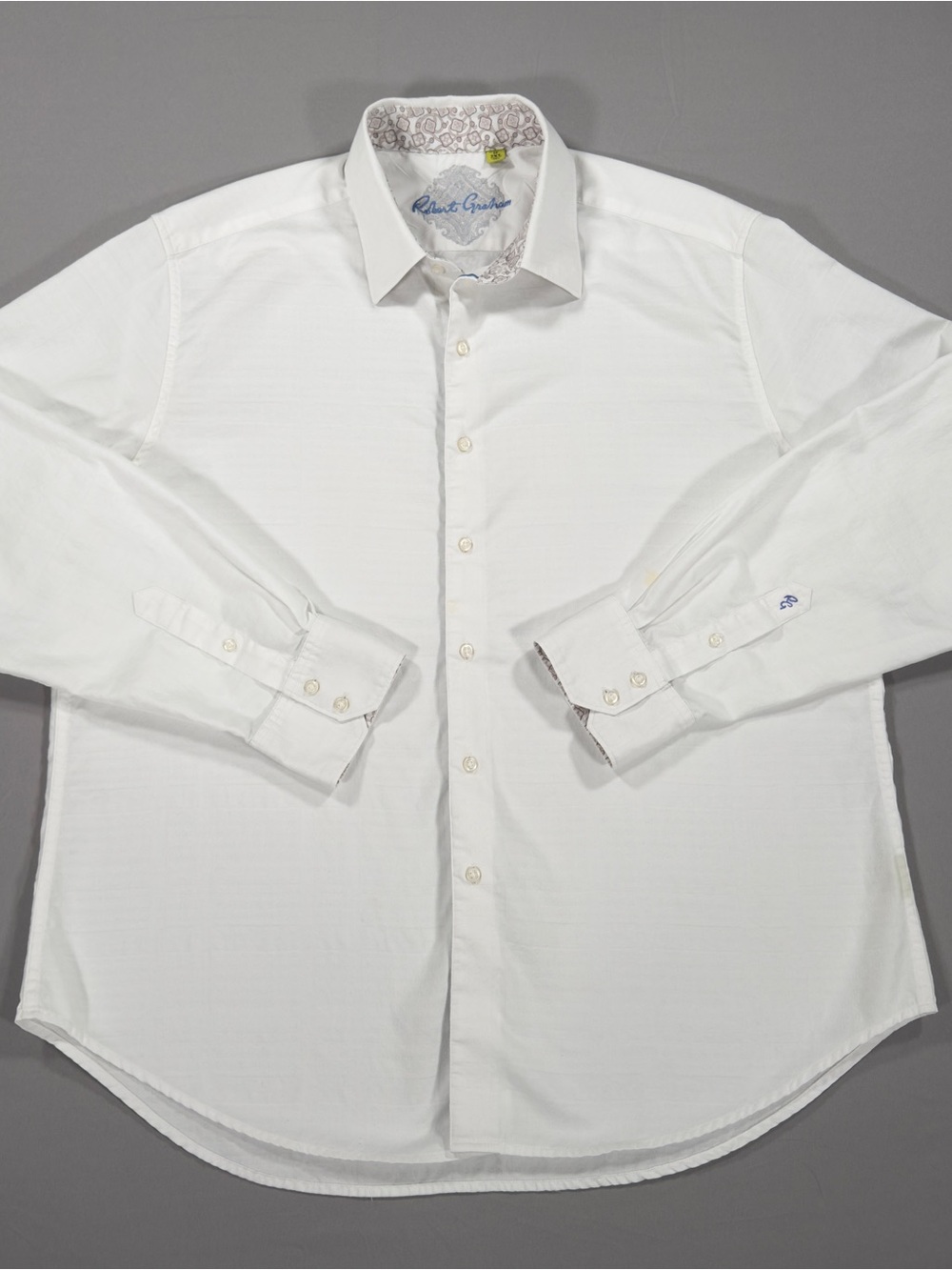Robert Graham Shirt 2XL Classic Fit White Jacquard Cotton Knowledge Wisdom Truth
